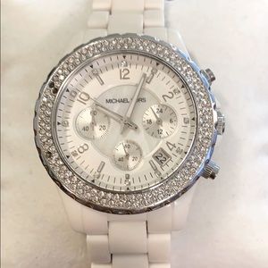 MICHAEL KORS White/Silver Crystal Face Watch